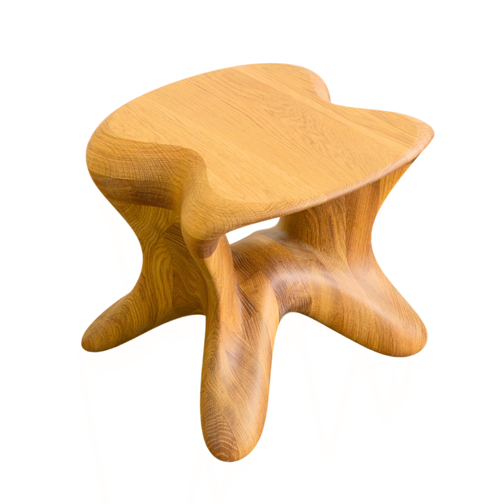 NexArt Exclusive solid wood stool — CNC milled sculptural form